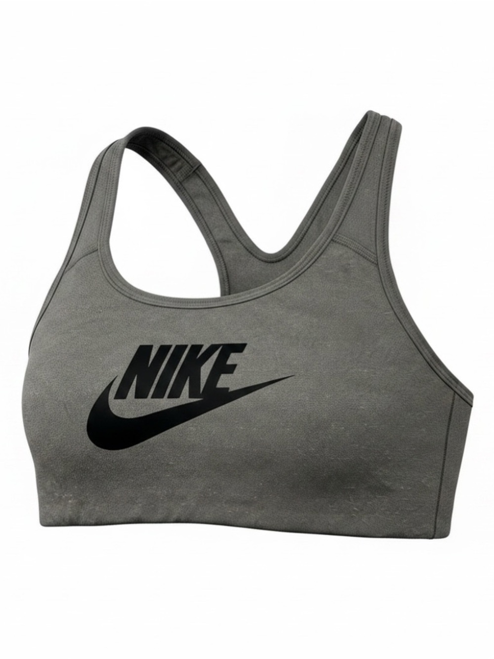 Nike Women's Swoosh Futura Sports Bra Carbon Heather Gray Medium Support Small